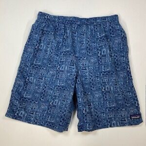 Patagonia Baggies Shorts XXL Blue Geometric Print‎ Swim Trunks Elastic Waist